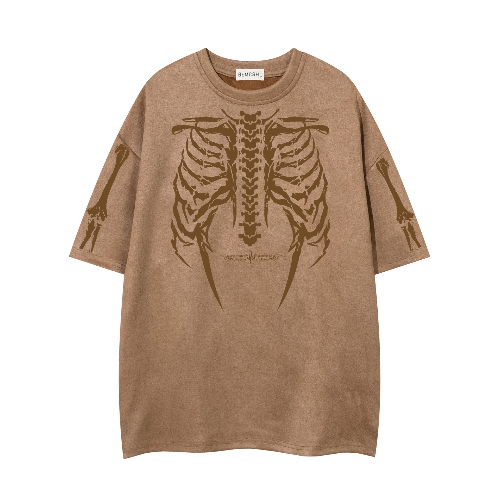 Men’s Suede T-Shirt - Skull Skeleton Printed My Store 