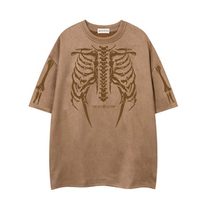 Men’s Suede T-Shirt - Skull Skeleton Printed My Store 