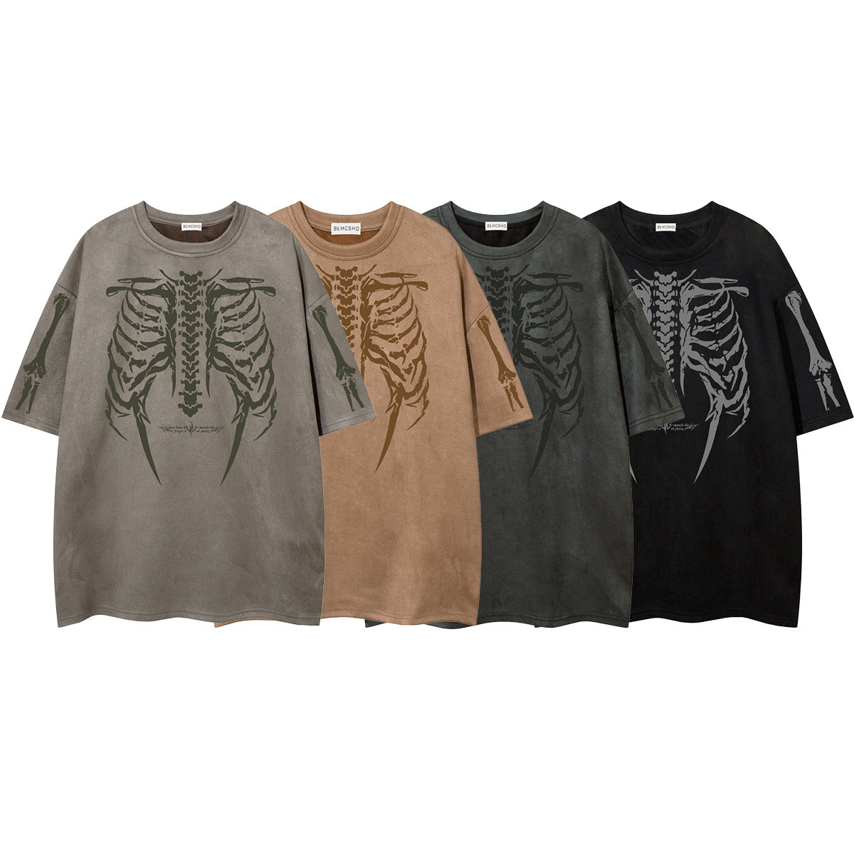 Men’s Suede T-Shirt - Skull Skeleton Printed My Store 