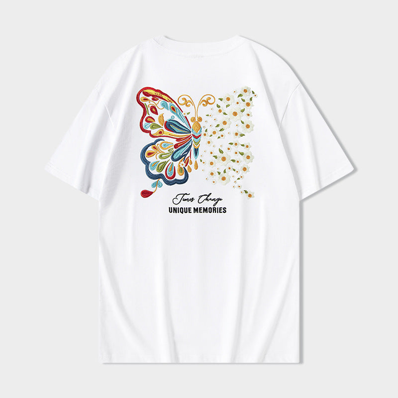 Short-Sleeve Butterfly Light-Changing T-Shirt – Cartoon Embroidery Fashion - MRC STORE