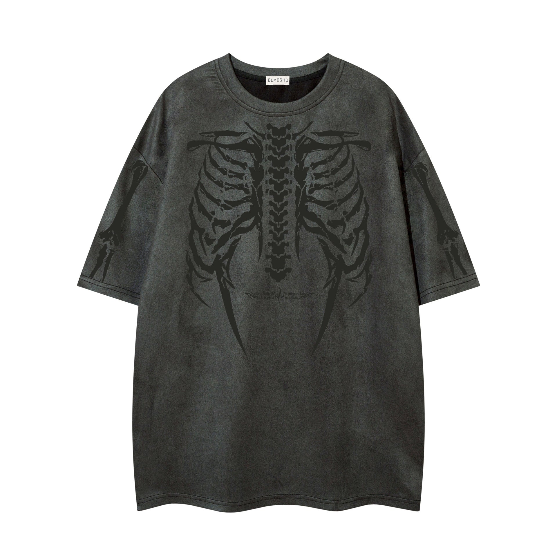Men’s Suede T-Shirt - Skull Skeleton Printed My Store 
