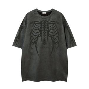 Men’s Suede T-Shirt - Skull Skeleton Printed My Store 