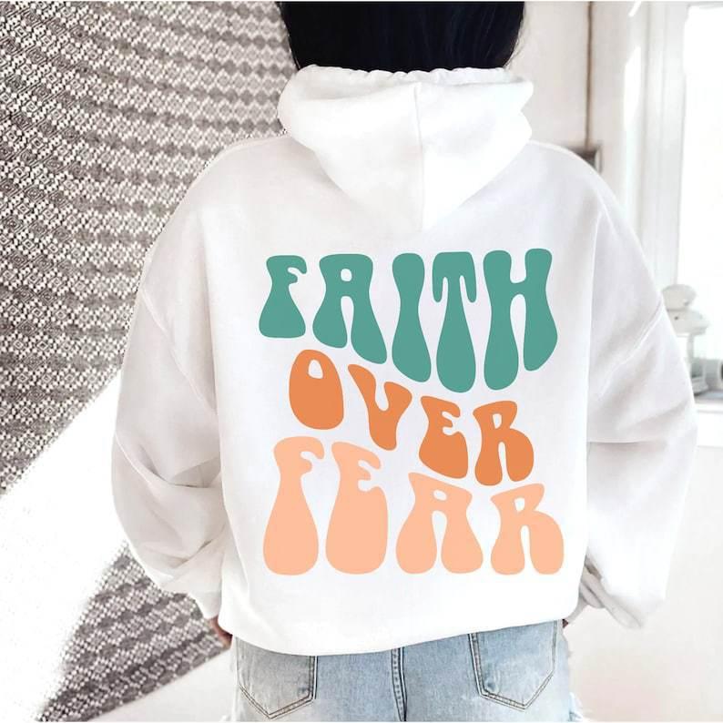 Faith Over Fear Women's Printed Hoodie My Store  28.66