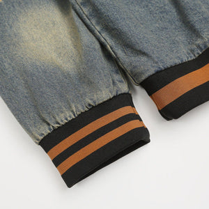 Denim V-Neck Star Letter Sweater MRC Store 