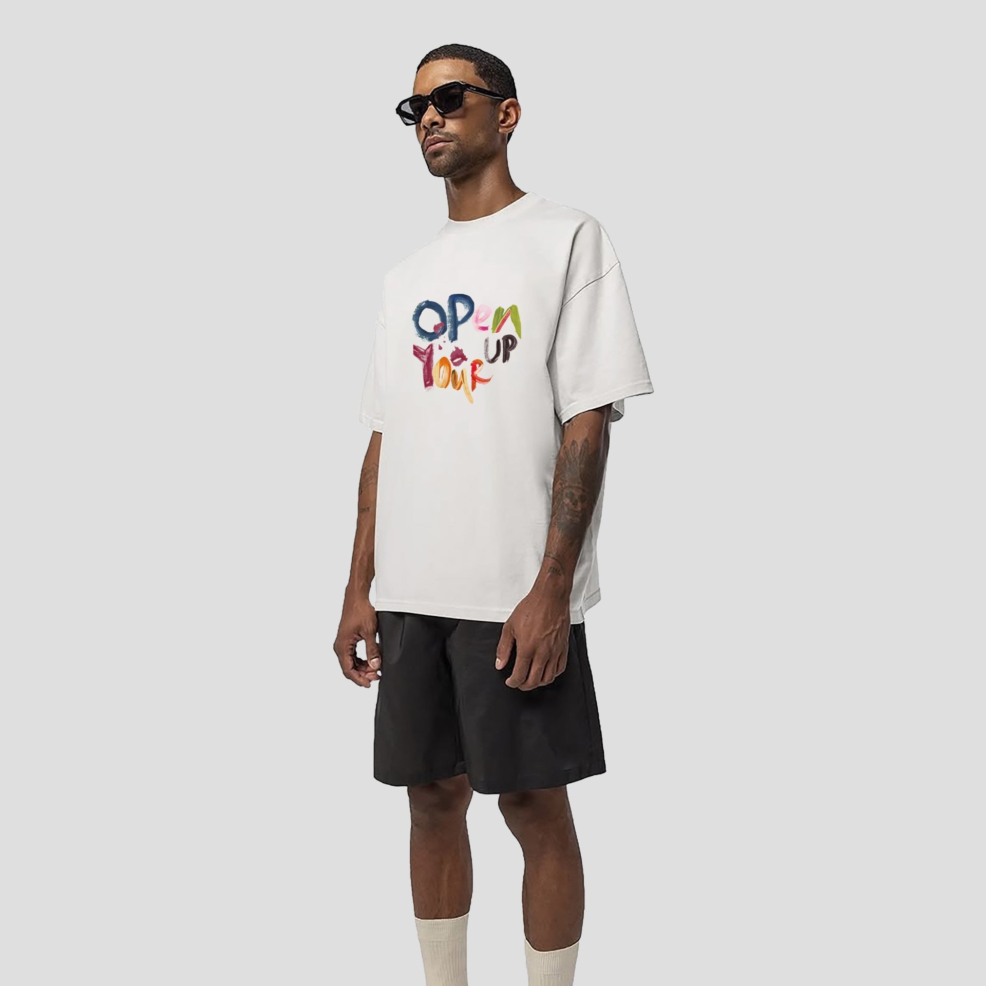 Spray Pure Cotton Retro Printed Casual Loose All-match T-shirt My Store 