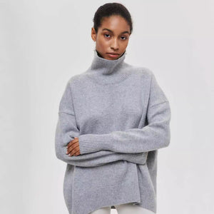 Loose Mock Neck Casual Sweater – Comfortable Pullover for Everyday Wear - MRC STORE