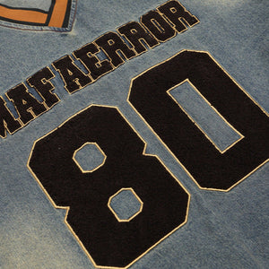 Denim V-Neck Star Letter Sweater MRC Store 