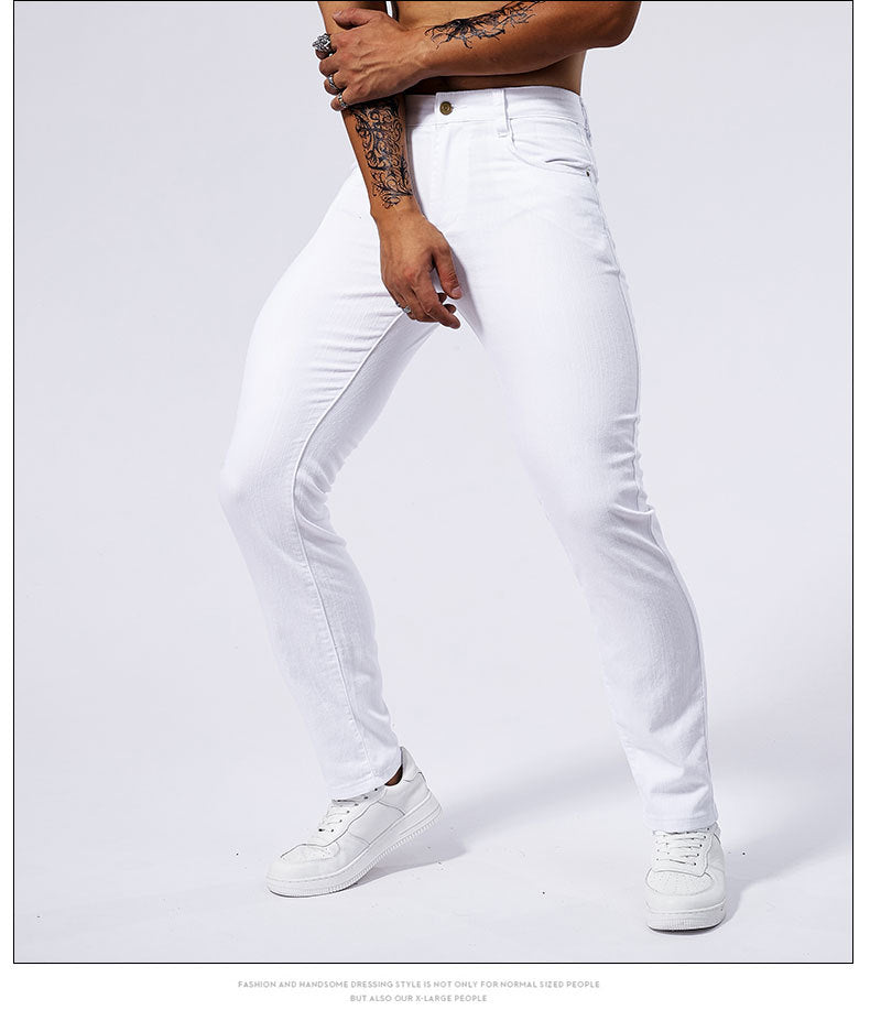 Men's White Stretch Skinny Jeans – Pure White Denim Pencil Pants