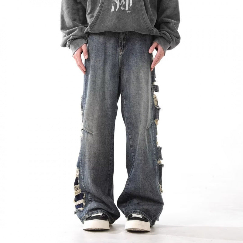 Men’s Ripped Jeans - Washed Loose Blue My Store 