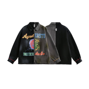 Multi-Element Graffiti Stitching Jacket – Unisex Spring Loose Cotton Jacket - MRC STORE