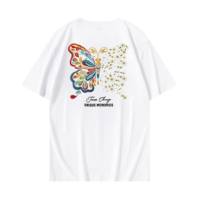 Short-Sleeve Butterfly Light-Changing T-Shirt – Cartoon Embroidery Fashion - MRC STORE