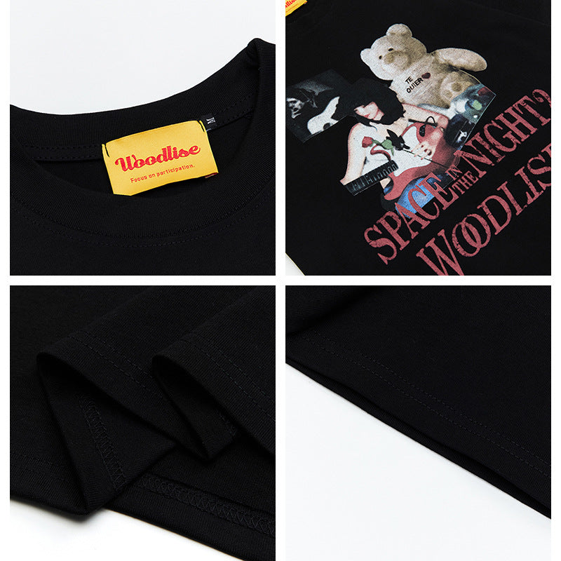 Men’s Retro T-Shirt - Loose Bear & Letter Print My Store 