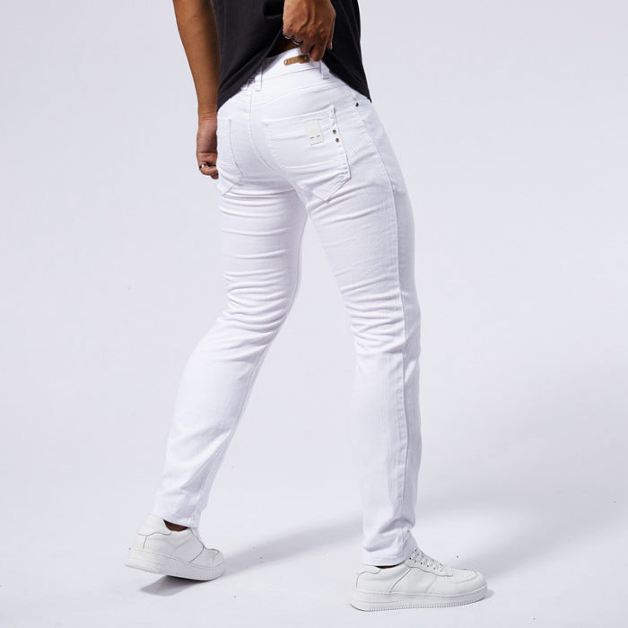 Men's White Stretch Skinny Jeans – Pure White Denim Pencil Pants