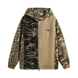 Camouflage Hooded Denim Jacket - Stylish and Bold Contrast Patchwork