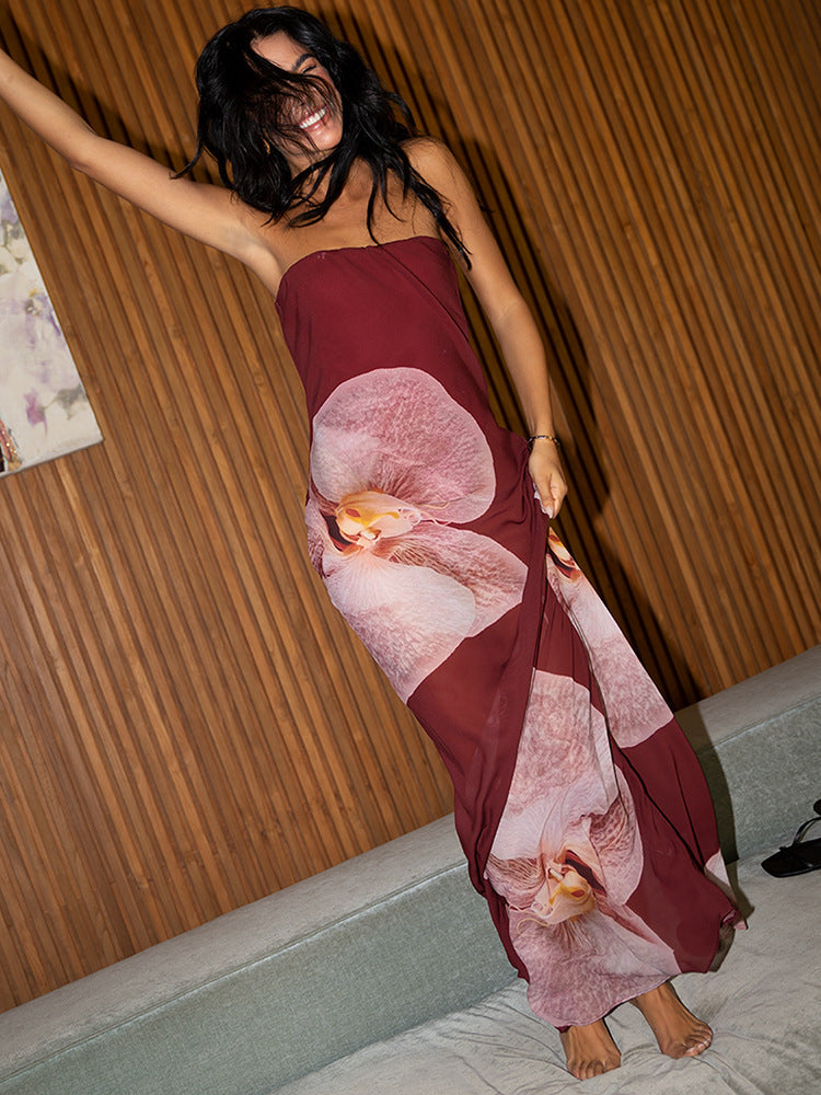 Women’s Chiffon Dress - Off-Shoulder Tube Long My Store  27.73