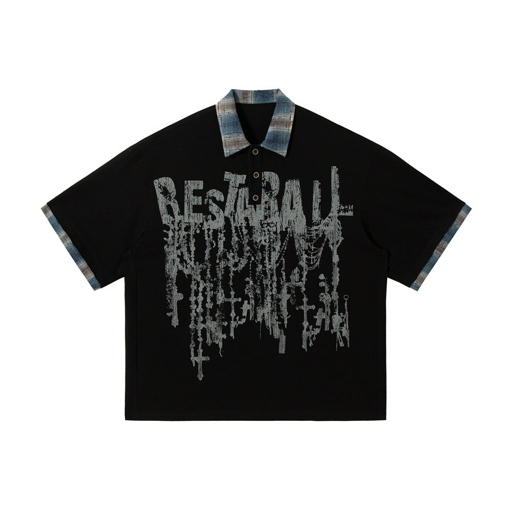 Men’s Graffiti Top - Loose Short-Sleeve Street Shirt My Store  33.36
