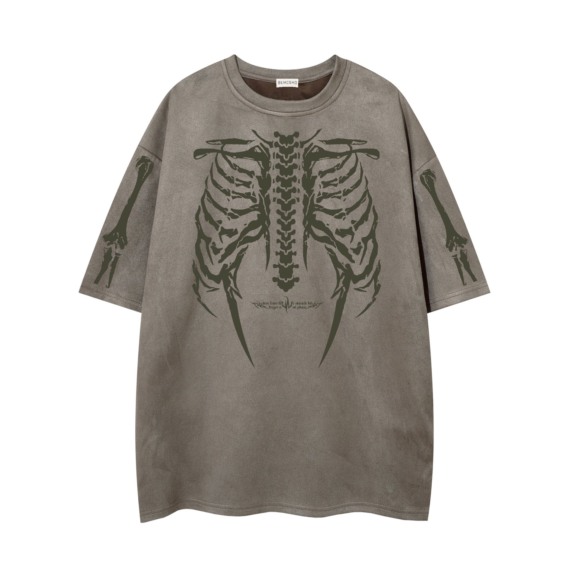 Men’s Suede T-Shirt - Skull Skeleton Printed My Store 