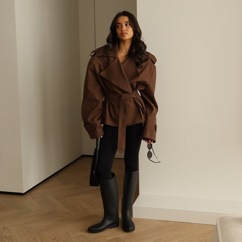 Fashion Waist-Controlled Long-Sleeved Coat MRC STORE  48.00
