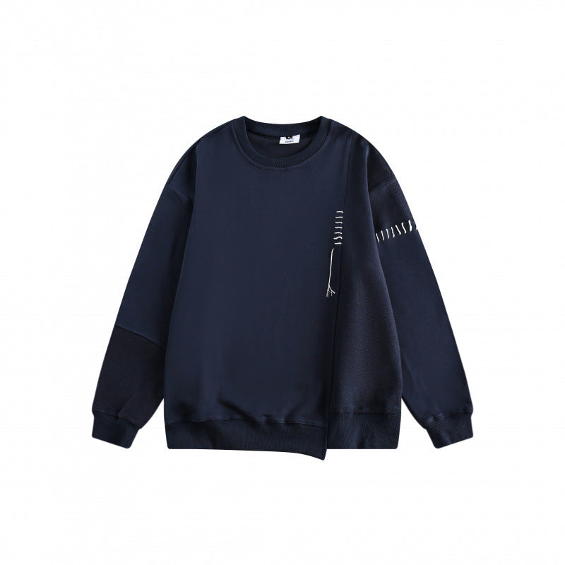 Patchwork Sweater - Loose Round Neck - MRCSTORE