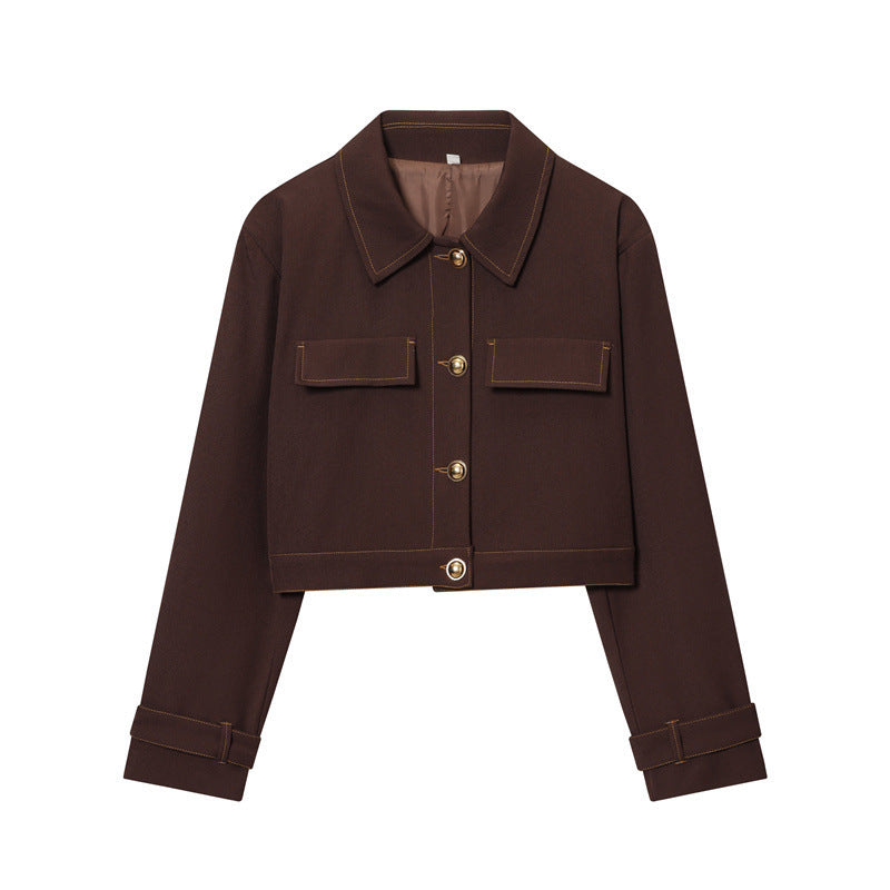 Piped Short Jacket & Flare Pants Set MRC STORE  100.00