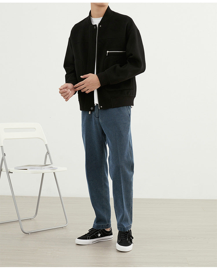 Woolen Coat - Short Baseball Style