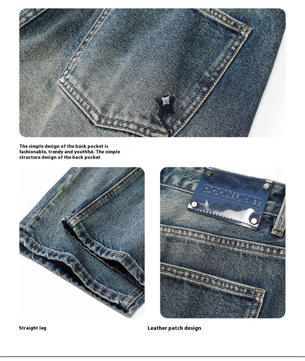 American Retro Hanging Loose Wide Leg Jeans for Men – Vintage Denim Style My Store 