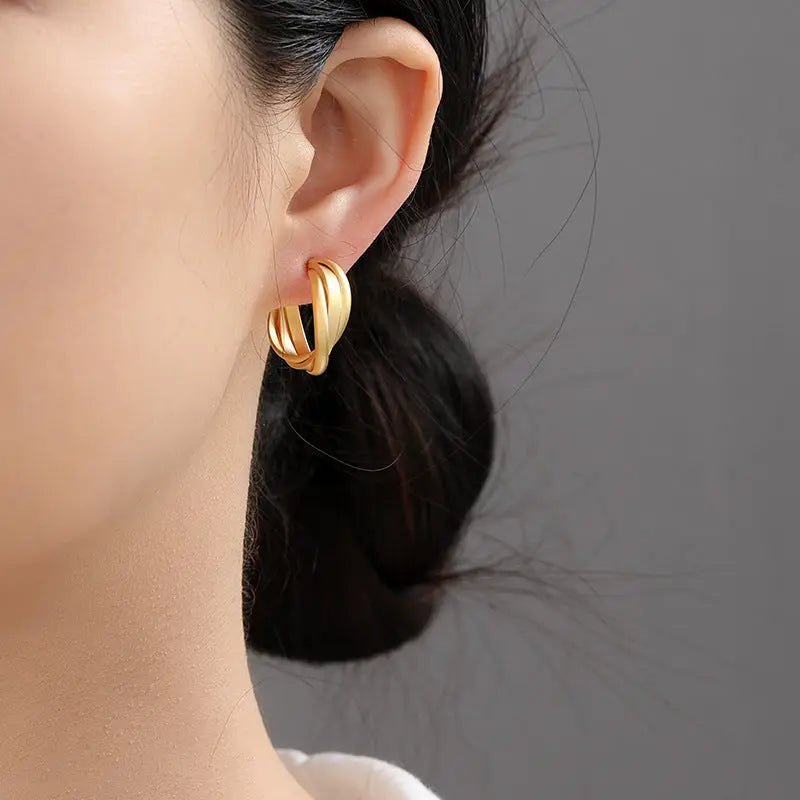 Matte Gold Geometric Ear Studs My Store 