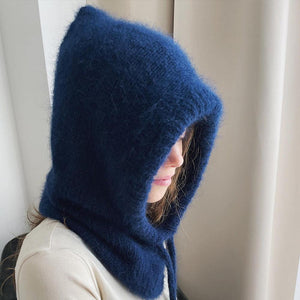 Women's Autumn & Winter Warm Scarf-Neck Woolen Knitted Hat - Dome Style Rabbit Fur My Store  21.86