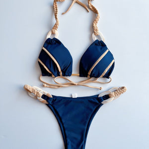 Women’s Lace-Up Bikini - Solid Color Swimsuit My Store 