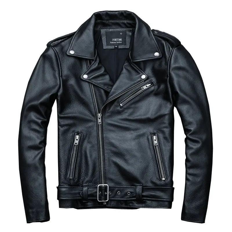 Pure Cowhide Biker Leather Jacket - MRC STORE