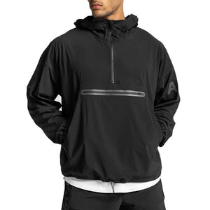 Men's Lightweight Hooded Windbreaker with Front Zipper Pocket - MRC STORE