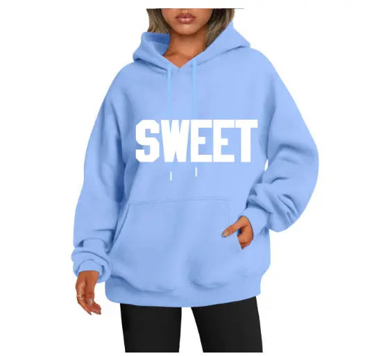 Letter Print Kangaroo Hoodie My Store  21.78