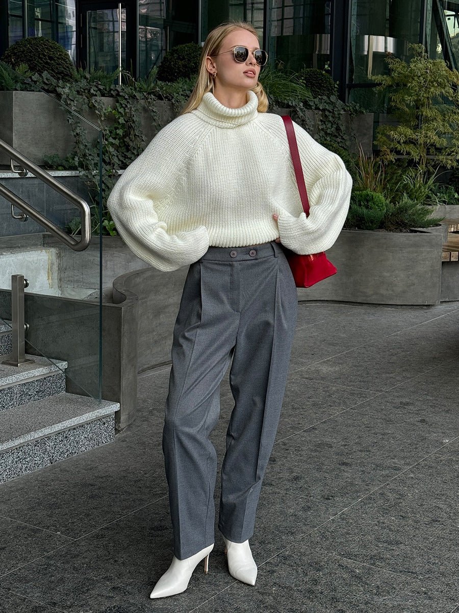 Women’s White Pullover Loose Sweater My Store 