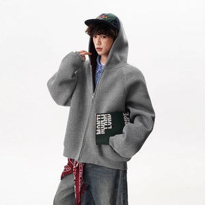 Men’s Contrast Zipper Hooded Cardigan My Store 