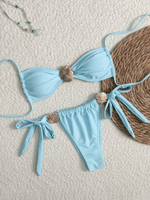 Women’s High Waist Swimsuit - Metal Shell Bikini My Store  25.18