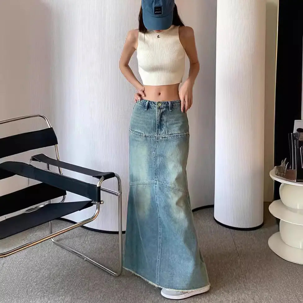 Slimming Denim Fishtail Skirt My Store 