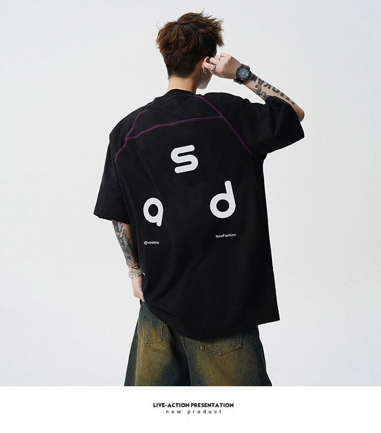 Men’s Cotton T-Shirt - Letter Print Short Sleeve My Store 
