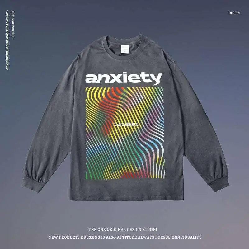 Abstract Print Long Sleeve Loose Fit shirt - MRC STORE