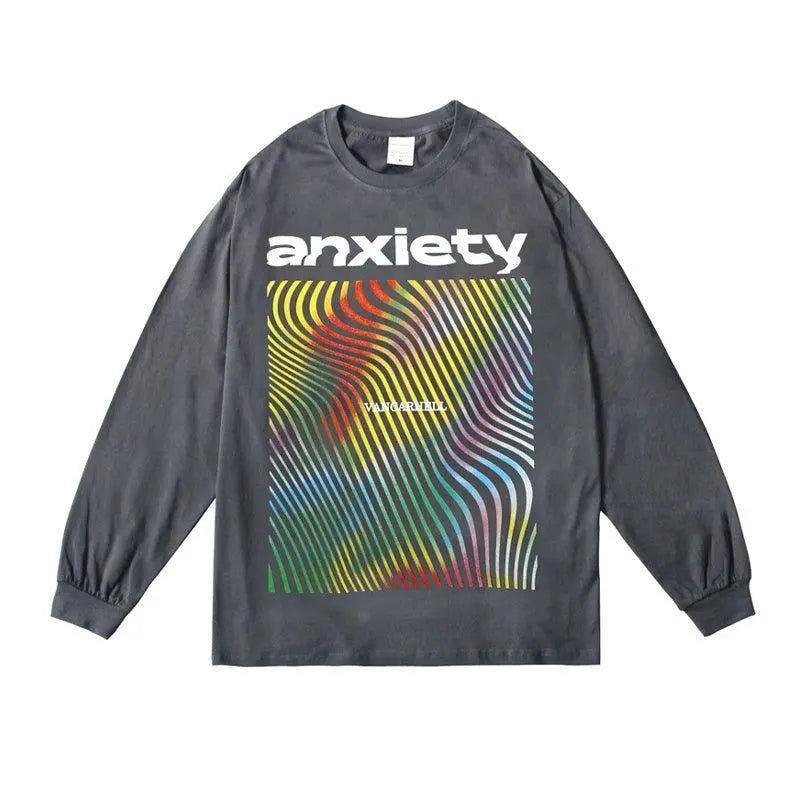 Abstract Print Long Sleeve Loose Fit shirt - MRC STORE