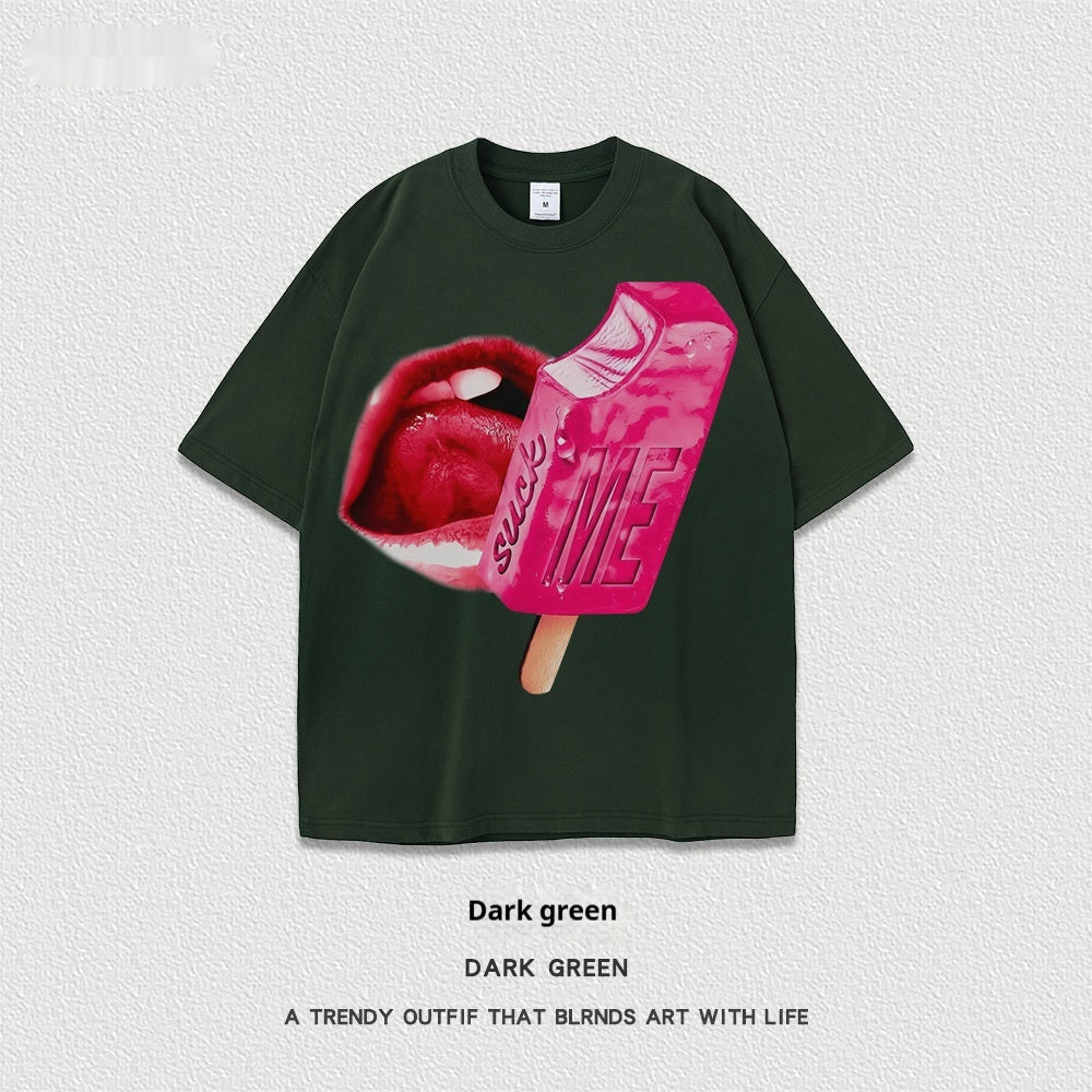 Women’s Street T-Shirt - Washed Cartoon Loose Top My Store  27.86