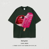 Women’s Street T-Shirt - Washed Cartoon Loose Top My Store  27.86