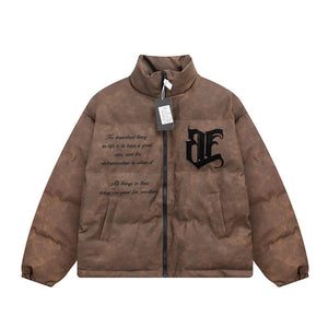 Men's Embroidered Letter Cotton-Padded Jacket My Store 