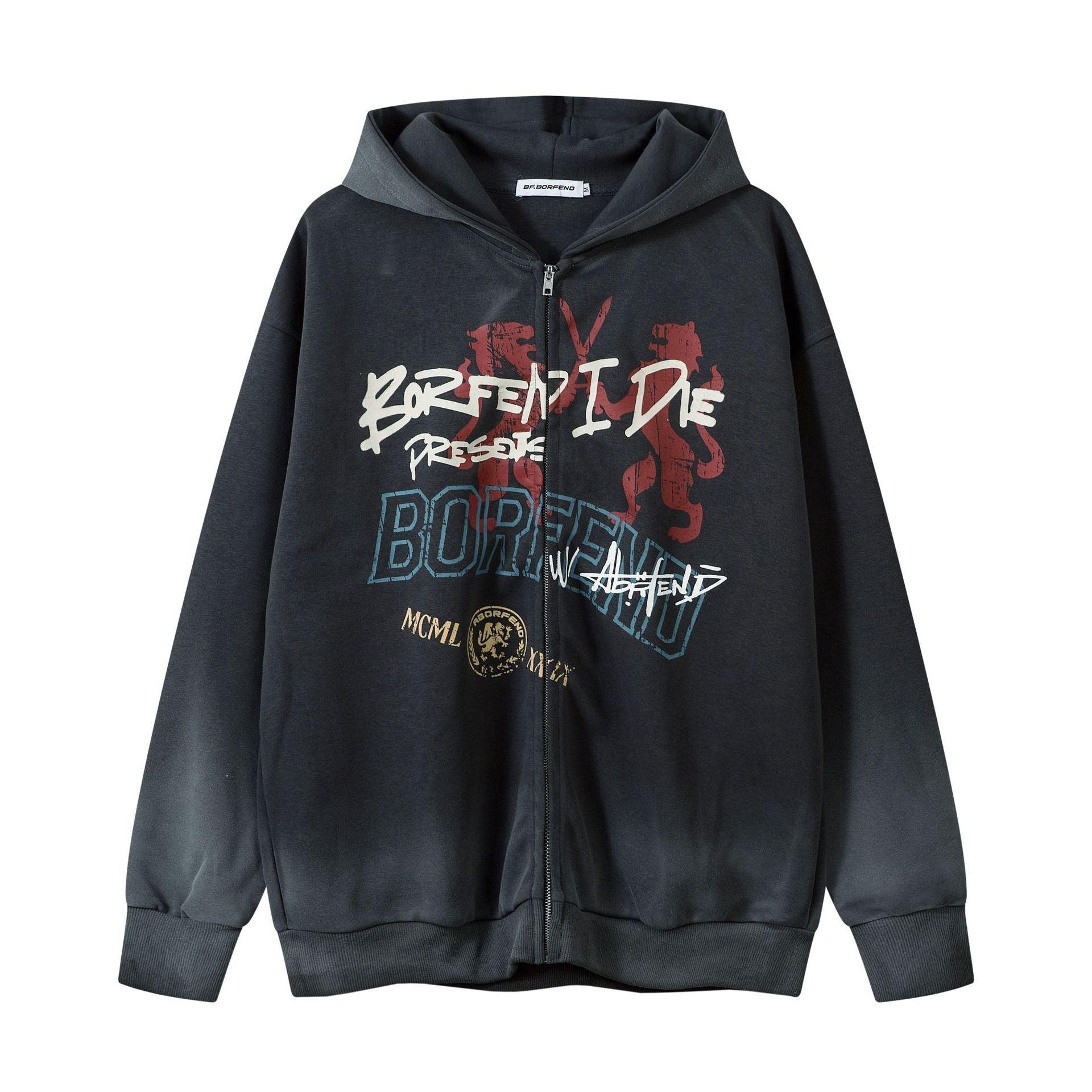 American Retro Graffiti Zipper Hoodie Cardigan – Trendy Comfort for Every Occasion - MRC STORE