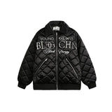 American street jacket High Street Loose - Fit Cotton - MRC STOREJacketsMy StoreA black cotton coat jacket with a quilted design, featuring text embroidery, zippered pockets, and a loose - fit cardigan style.MRC STORECJPK224138803CXBlackL