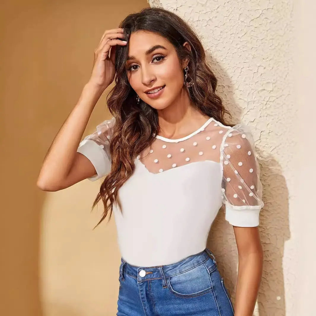 Polka Dot Mesh Top My Store 