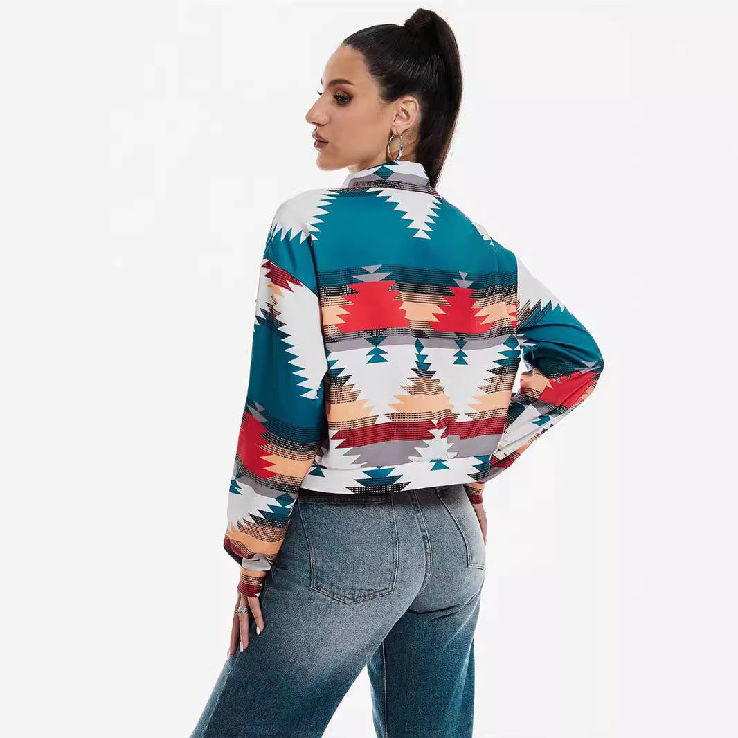 Women’s Color Block Printed Crop Top My Store 