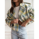 Tailored Plaid Woolen Coat My Store  28.49