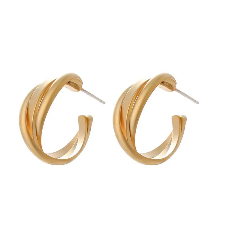 Matte Gold Geometric Ear Studs My Store 