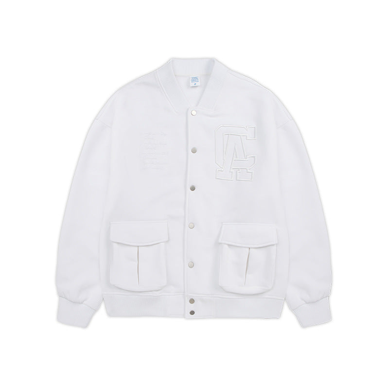 Loose Fit Letter Embroidered Baseball Jacket – Thick & Stylish My Store  47.83