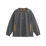 Gray jacket with yellow zippers on a white background